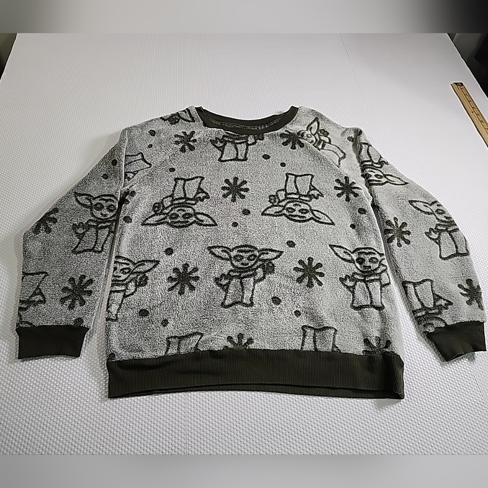 Star Wars The Child Cozy Pajama Lounge Top featuring grey plush fleece pullover